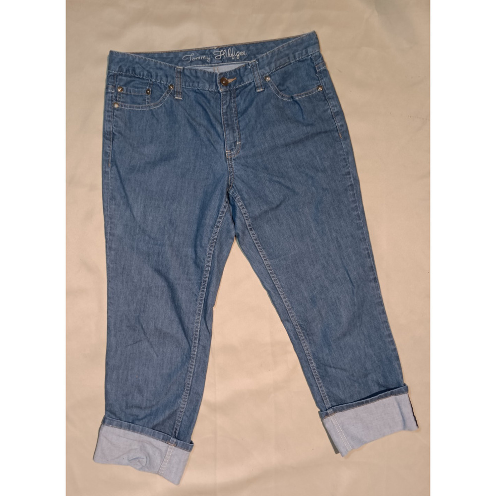 Tommy Hilfiger Y2K Denim Capri Pants Women’s 6 Blue Cotton Stretch 2000s Preppy